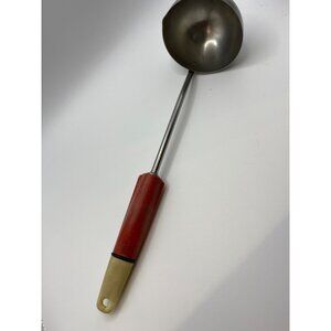 Vintage Stainless Steel Ladle With Red and cream handle